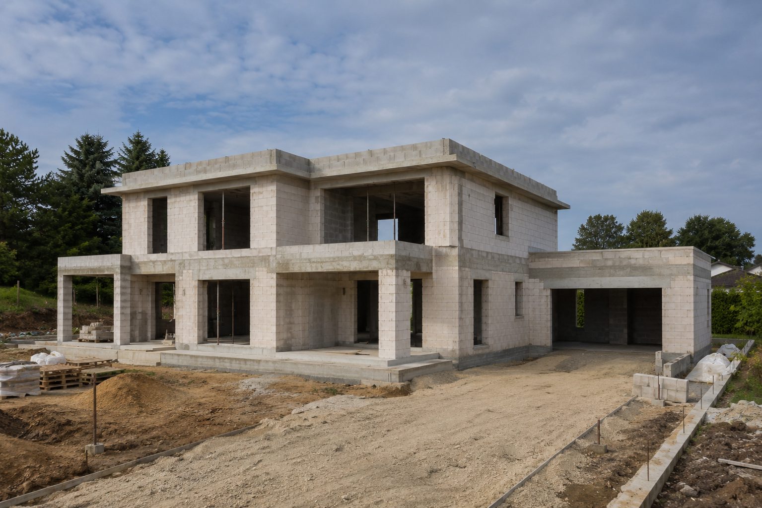 Modern családi ház — kivitelezés közben